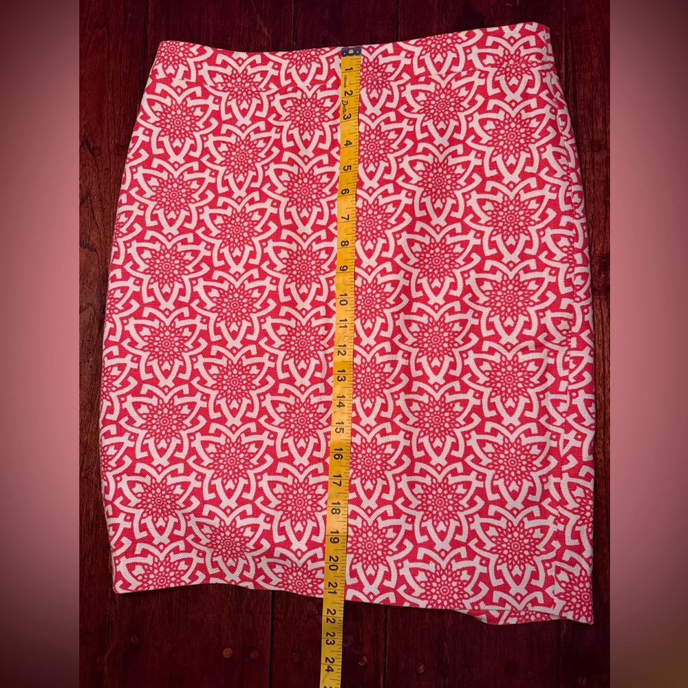 J Crew Basketweave pencil skirt CORAL LINEN Skirt Lined Back Slit Size 4 - Picture 3 of 14